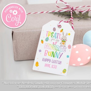 Bewerkbare paastraktaties voor mijn favoriete Bunny Sweet Friends Peeps Gift Egg Basket Favor Tag Afdrukbare Instant Download