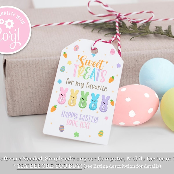 Sweet Treats for My Favorite Peeps, Easter Peeps Tag, Easter Favor Tag, Easter Gift Tag, Easter Basket Tags, Treats for My Peeps, Easter Tag