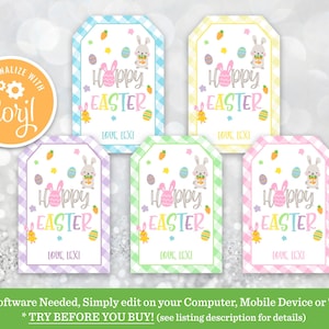 Hoppy Easter Tag, Hoppy Easter Favor Tags, Easter Favor Tag, Easter Gift Tag, Easter Basket Tags, Classroom Easter, Printable Easter Tag image 1