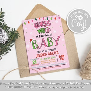 Christmas Baby Shower Invitation: Pink Winter Theme (Digital Download)