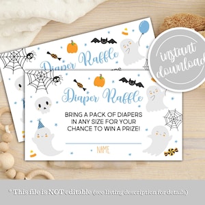 Little Boo is fast Due Baby Shower Windel Lotterielos Halloween Boy Blauer Geist Baby A Little Boo Dusche Instant Download Printable WH