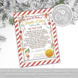 Carta de llegada de elfo por primera vez editable, carta de regreso, elfo navideño, elfo de regreso, elfo de bienvenida, elfo navideño, plantilla imprimible de Papá Noel SL1