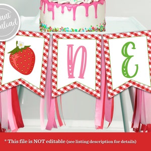 Strawberry High Chair Banner, Berry First Birthday, Berry 1st, Strawberry Banner, Strawberry 1st Birthday, First ONE High Chair Banner Decor