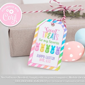 Zoete traktaties voor My Favorite Peeps, Easter Peeps Tag, Easter Favor Tag, Easter Gift Tag, Easter Basket Tags, Treats for My Peeps, afdrukbaar