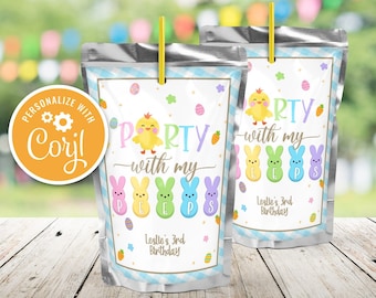 Easter Capri Sun Label Template: Peeps Party (Editable in Corjl)