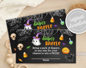 Halloween Baby Shower Diaper Raffle Ticket: Little Boo Theme (Printable Download)