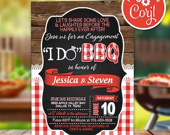 I Do BBQ Invitation: Couples Shower Engagement Party (Digital Download)