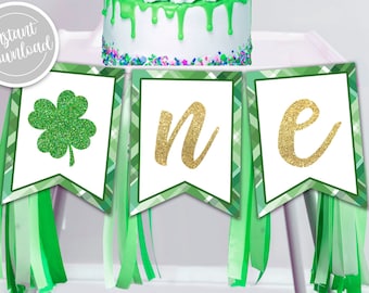 Banner para trona del primer cumpleaños de San Patricio: "El afortunado" (Descarga digital)
