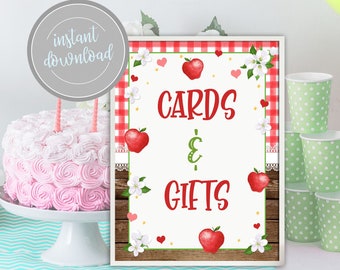 Apple Cards and Gifts Birthday Table Sign First Birthday Favor Party Sign Fall 1st Birthday Berry Bushel of Fun Apple of Our Eye Party Decor