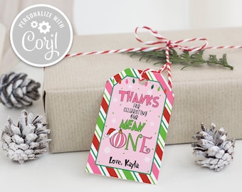 Editable Christmas Favor Tag Mean Sweet One Guess Who 1st First Birthday Party Printable Xmas Thank You Tag Printable Instant Download P GP6