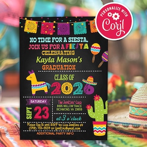 Fiesta Graduation Invitation: Editable Mexican Theme Party (Digital Download)