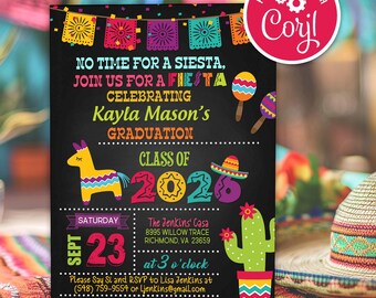 Invitación de graduación con temática mexicana: Plantilla editable para fiesta (descarga digital)