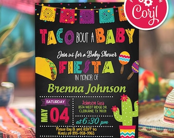 Editable Taco Bout a Baby Shower Invitation: Fiesta Cactus Theme (Digital Download)