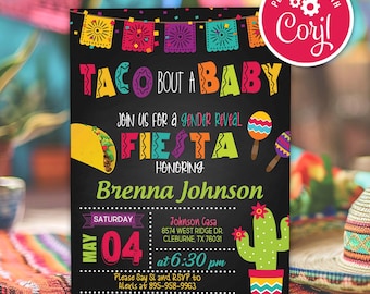 Taco Bout a Baby Gender Reveal Invitation: Fiesta Cactus Theme (Digital Invite Template)