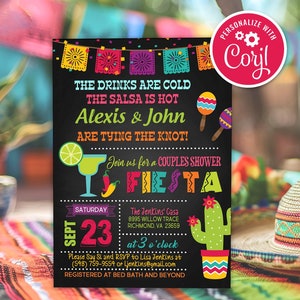 Fiesta Couples Shower Invitation Wedding Mexican Fiesta Cactus Shower Taco Bout Love Invite Editable Printable Instant Download Template
