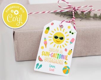 Have a Sunsational Summer Tag, Last Day of School Tag, Editable Printable Teacher Summer Gift Tags End of School Favor Tags Sun Download