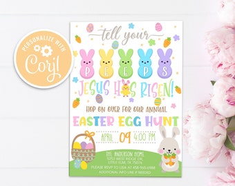 Editable Easter Egg Hunt Invitation: Peeps Bunny Party (Digital Download)
