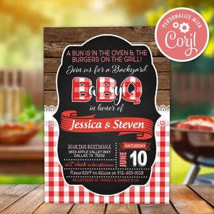 Baby Q BBQ Invitation: Gingham Gender Neutral Shower (Digital Template)