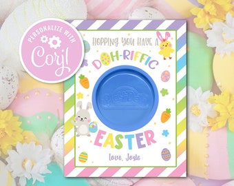 Doh-Riffic Easter Tag, Editable Play Dough Easter Gift Tag Hopping You Have a Doh-Riffic Easter Playdough Gift Tag Favor Classroom Tag