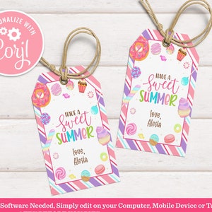 Bewerkbaar Geniet van de laatste schooldag Zoete lekkernijen Tag leraar zomercadeau Einde van school gunst Tags zon afdrukbare Instant Download