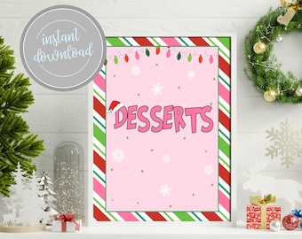 Christmas Desserts Table Sign, Holiday Party Decor (Digital Download) GP6