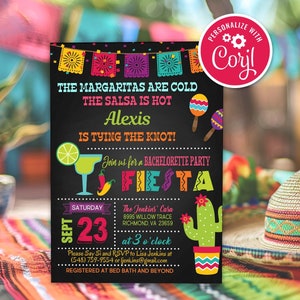 Fiesta Bachelorette Party Invitation Wedding Mexican Fiesta Cactus Shower Taco Bout Love Invite Editable Printable Instant Download Template