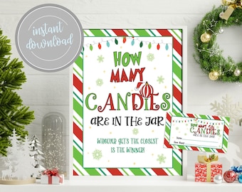 Christmas Guessing Game: Red Holiday Party, Bridal Shower (Printable Download) GP6