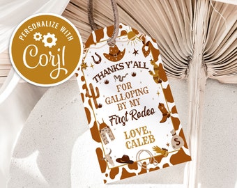 Editable First Rodeo Favor Tag: Wild West Birthday (Digital Download)