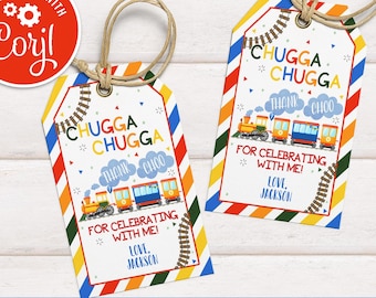 Train Thank You Tag: 2nd Birthday Party Favors (Printable, Editable)