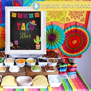 Taco Bar Sign: Fiesta Party Decor (Printable Instant Download)