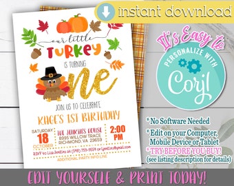 Friends Friendsgiving Invitation Thanksgiving Turkey Day Party Invite Friends TV Show Theme Printable Editable Template Download Corjl #084D