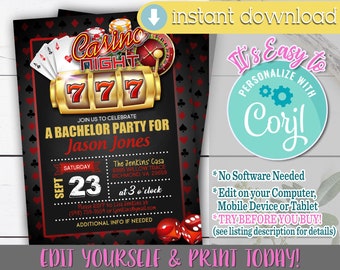 Casino night party invitation template printable Casino night party invitation template printable