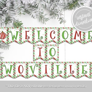 Welcome to TWOville Banner, Christmas TWO Birthday Banner, Christmas Birthday Party Decor Decorations 2nd Birthday Instant Download GP6