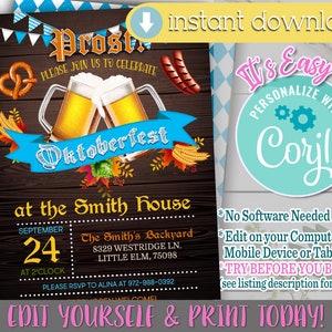 Oktoberfest Invitation, Oktoberfest Invite, Oktoberfest Invite DIY, Oktoberfest Party Invitation, Oktoberfest, Oktoberfest Party, Wurst