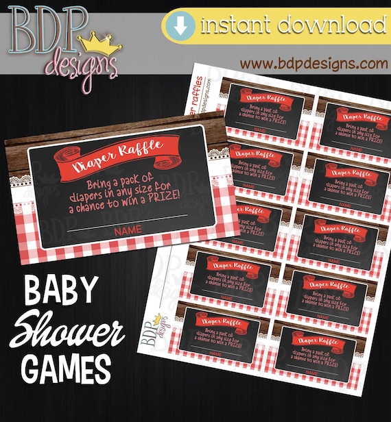 Baby Q Diaper Raffle Cards, BabyQ Shower, BabyQ, Babyque, Baby Q Shower