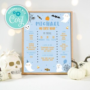 Editable Halloween Spooky One Dude First 1st Year Milestone Sign Cute Spooky Ghost My First Year Milestone Sign Printable Instant Download