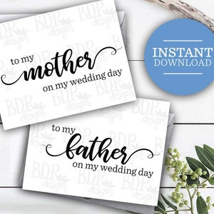 To My Mother on My Wedding Day, To My Father on My Wedding Day, Wedding, Wedding Day Card for Mother, Wedding Day Card for Father