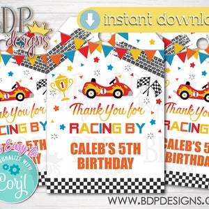 Racing Birthday Favor Tags: Editable Racecar Party (Digital Download)