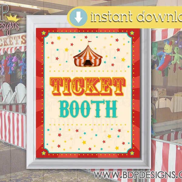 Ticket Booth Sign, Carnival Signs, Carnival Theme Party, Carnival Birthday, Carnival Game Sign, Carnival Game, Carnival Signage, Circus Sign