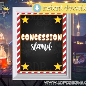 Concession Stand Sign: Backyard Movie Night Decor (PDF & JPEG)