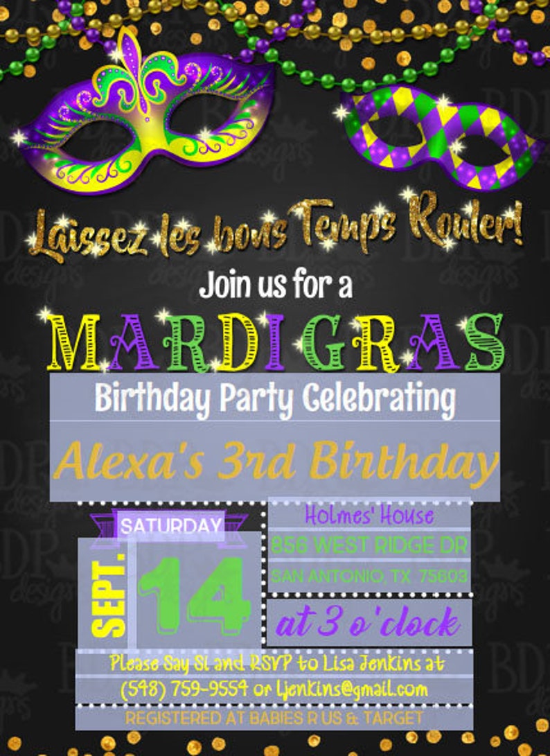 Mardi Gras Birthday Invitation Download, Mardi Gras Invitation Instant Download, Mardi Gras Birthday, Mardi Gras Invitation Download image 2