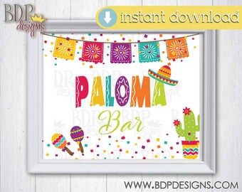 Fiesta Paloma Bar Sign: Cinco de Mayo Party Decor (Digital Download)