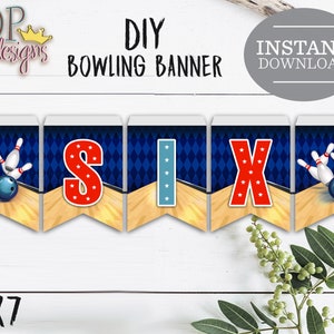 Bowling 6th Birthday Banner: DIY Party Decoration (Digital Download)