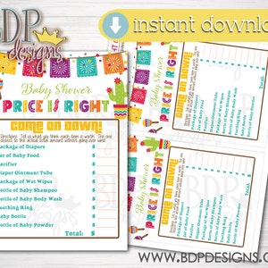 Fiesta Price is Right, Fiesta Baby Shower Game, Fiesta Baby Shower Games Printable, Fiesta Baby Shower, Price is Right Game Baby Shower, Wh