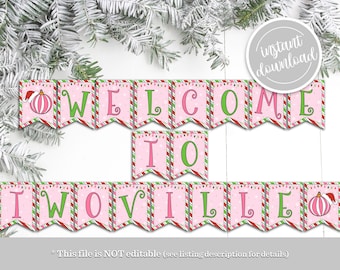 Christmas 2nd Birthday Welcome Banner, Printable Christmas Girl Birthday Party Instant Digital Download Banner Decor Decoration GP6