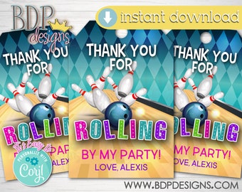 Etiquetas de regalo para fiesta de bolos: agradecimientos editables (descarga instantánea)