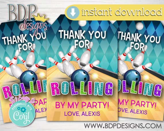 Bowling Party Favor Tags Girl, Bowling Party Favor Tag, Bowling ...