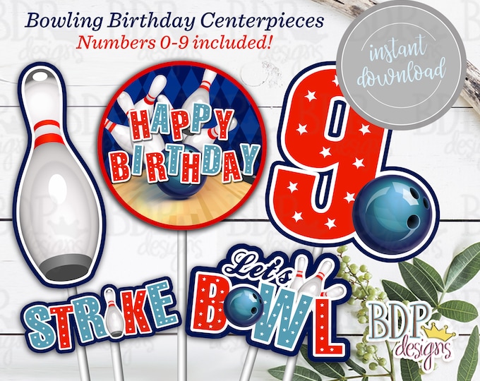 Bowling Pin Candles Cupcake Cake Toppers Bowling Ball Novelty Games Party Supplies Man Woman