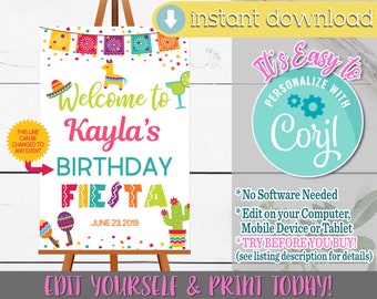 Editable Fiesta Welcome Sign: Mexican Theme Party Decor (Digital Download)