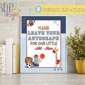 All-Star Autograph Sign: Sports Baby Shower Decor (PDF & JPEG)